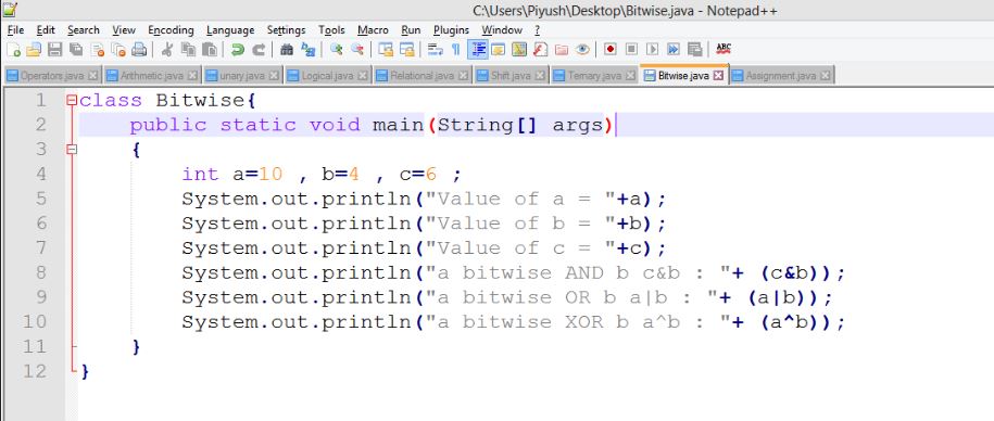 Bitwise Operators Example 3355